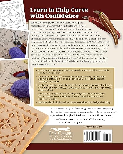 Chip Carving Starter Guide: Learn to Chip Carve with 24 Skill-Building Projects (Fox Chapel Publishing) Beginner-Friendly Step-by-Step with Full-Size Patterns that Start Simply, then Slowly Progress     Paperback – November 2, 2021