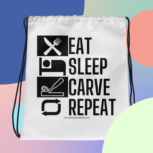 Eat, Sleep, Carve - Drawstring bag