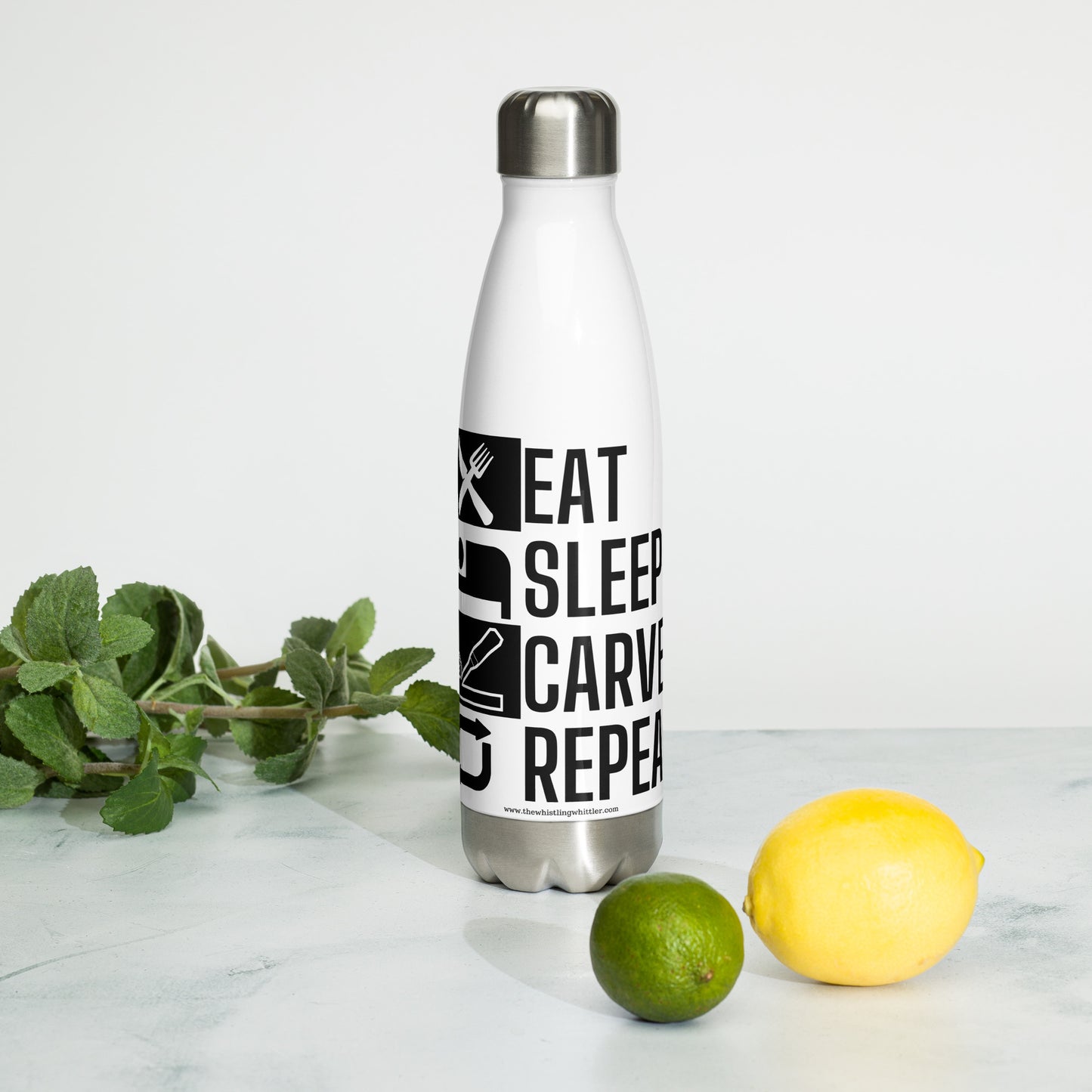 Eat, Sleep, Carve Stainless Steel Water Bottle