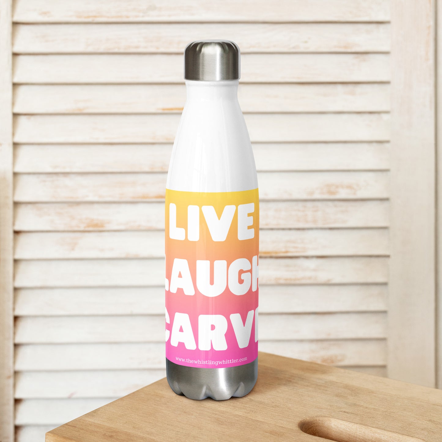 Live Laugh Carve Stainless Steel Water Bottle