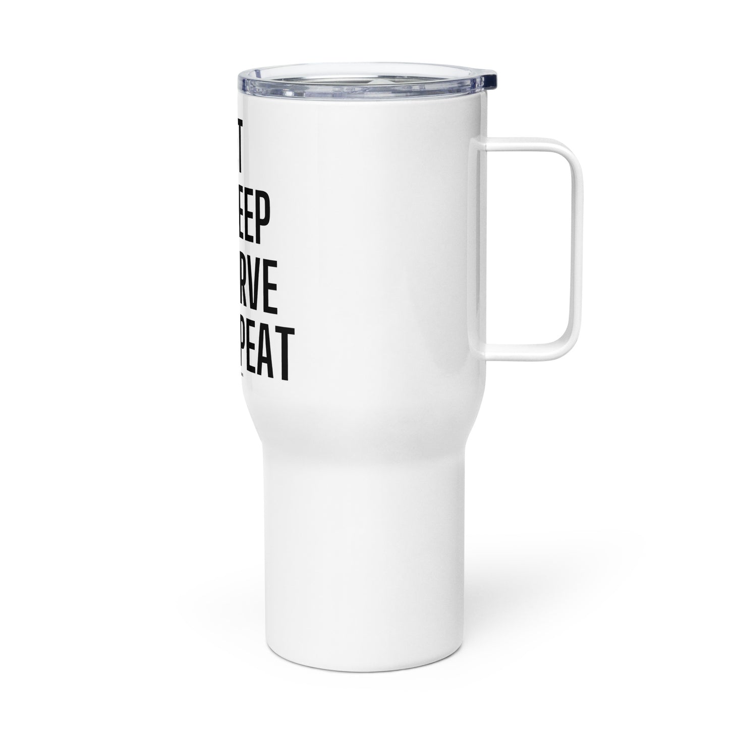 Eat, Sleep, Carve Travel mug with a handle