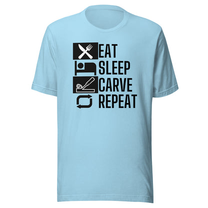 Eat, Sleep, Carve, Repeat Unisex t-shirt - Light Colors