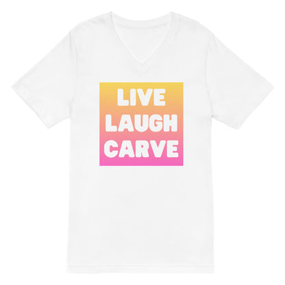 Live Laugh Carve - Unisex Short Sleeve V-Neck T-Shirt