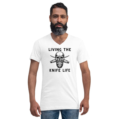 Living the Knife Life Unisex Short Sleeve V-Neck T-Shirt