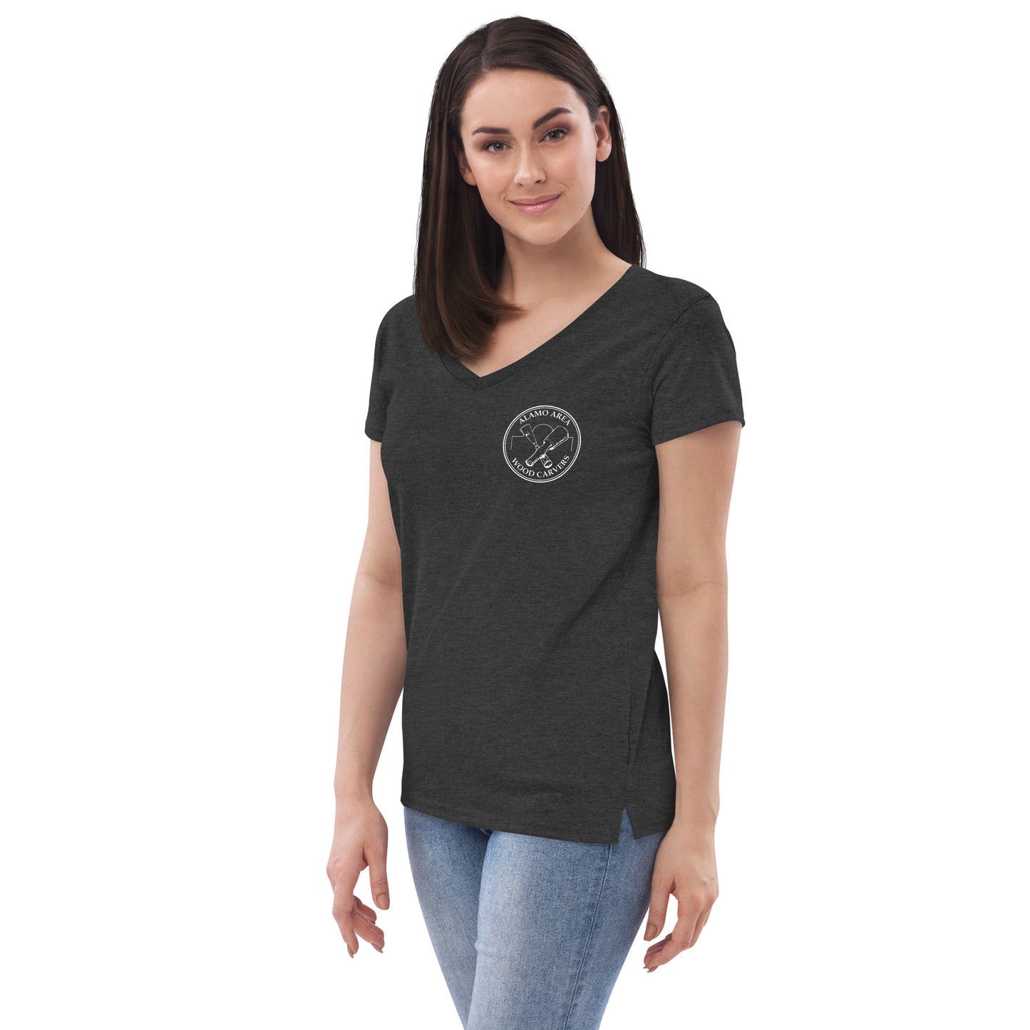 AAWC Front only logo Women’s recycled v-neck t-shirt