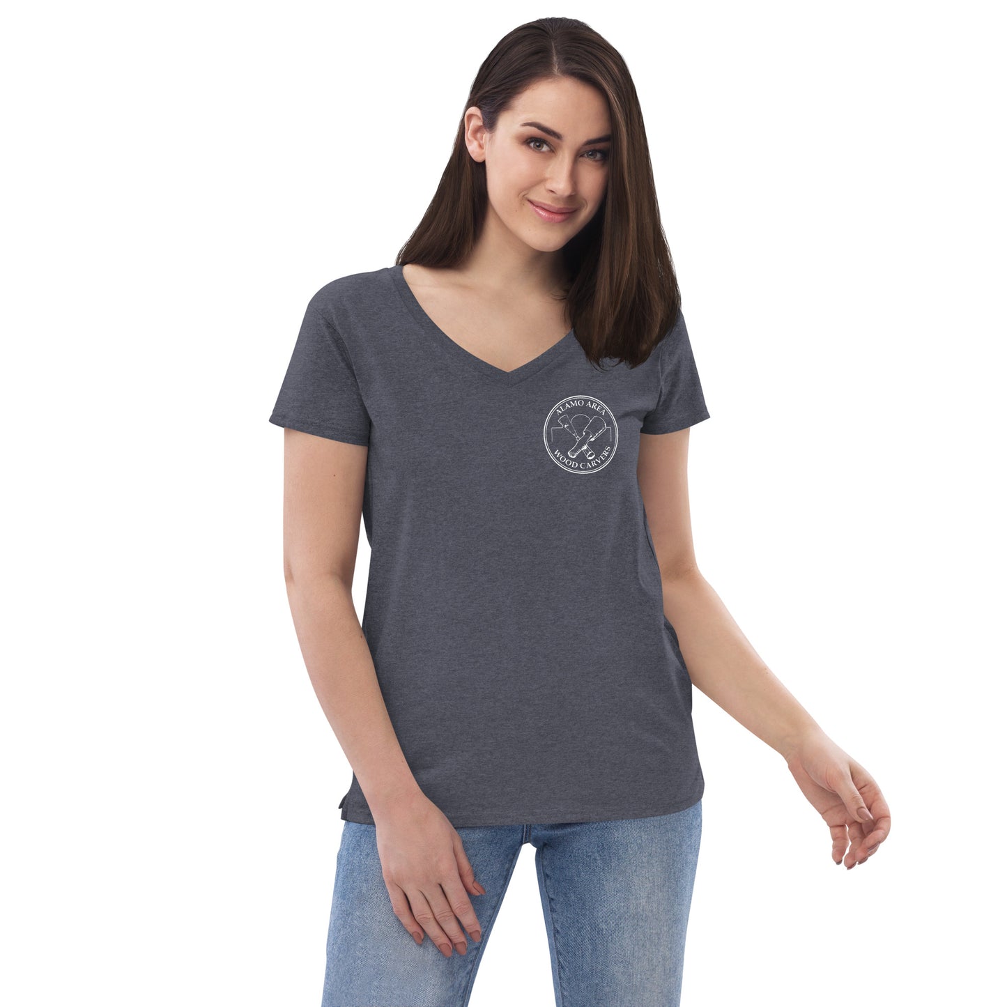 AAWC Front only logo Women’s recycled v-neck t-shirt