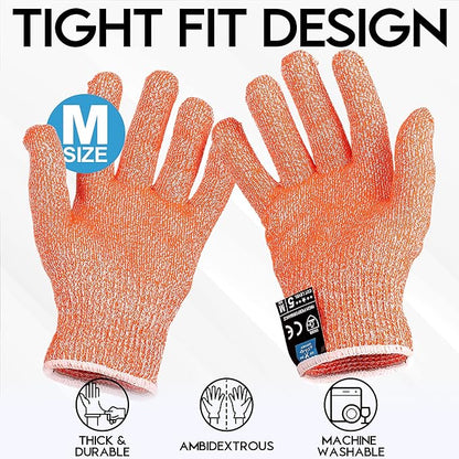Zulay Cut Resistant Gloves Food Grade Level 5 Protection - Comfortable Safety Cutting Gloves - Cut Resistant Work Gloves